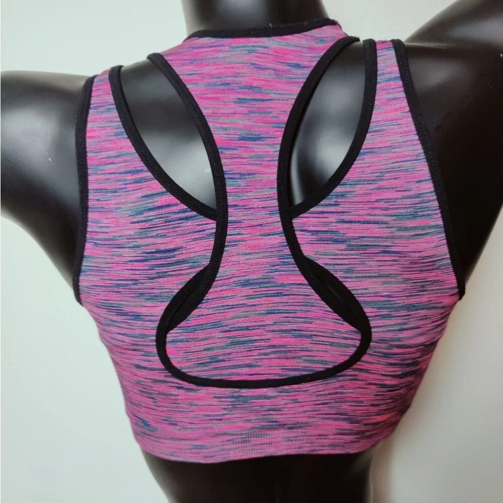 Women's Pink Seamless Double Intertwined Sports Bra, Size S